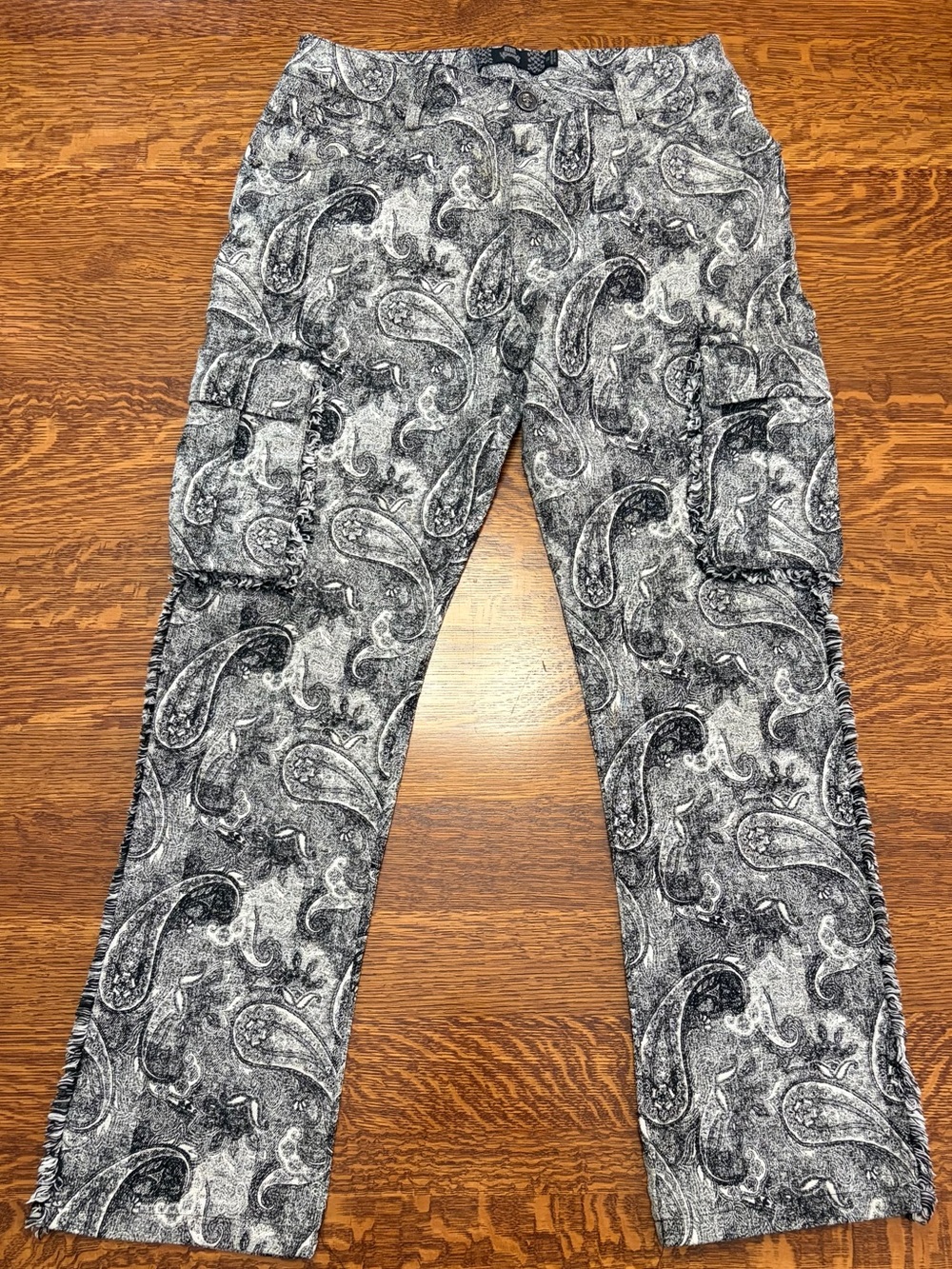 Rebel Vengeance Black and White Paisley Cargo Pants